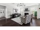 Spacious living room featuring a fireplace and stylish black and white decor at 296 Two Creeks Lp, Chapel Hill, NC 27517