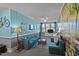 Stylish living room with blue walls, modern furniture, and vibrant decor at 400 S Boddie St, Nashville, NC 27856