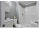 Clean bathroom with a shower/tub combo and vanity at 408 W Main St, Pine Level, NC 27568