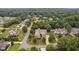 Aerial view of a luxurious house in a tree-lined neighborhood at 7440 Bleasdale Ct, Apex, NC 27539