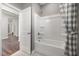 Clean bathroom with a bathtub and shower at 776 Denburn Pl, Raleigh, NC 27603