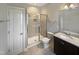 Bathroom with shower, toilet and granite vanity at 902 Laurel Gate Dr, Wake Forest, NC 27587