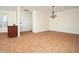 Dining area with tile floors and a chandelier, is ideal for Gathering meals and dinner parties at 9412 Harvest Acres Ct, Raleigh, NC 27617