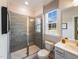 Bathroom with shower, toilet and window at 1212 Coral Cay Bnd, Wake Forest, NC 27587