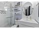 Modern bathroom with subway tile and floating shelves at 1801 Liberty St, Durham, NC 27703