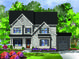 Illustration of a home with gray siding, black roof, shutters, and a manicured front yard at 190 Broadleaf Ln, Louisburg, NC 27549
