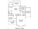 Detailed first-floor plan showcasing the layout of the kitchen, living, dining, and garage areas at 190 Broadleaf Ln, Louisburg, NC 27549