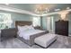 Spacious main bedroom with a large bed and ensuite bathroom at 2907 Huxley Way, Apex, NC 27502
