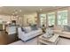 Open floor plan features a modern kitchen and comfortable living space at 2940 Hanging Valley Way, Wake Forest, NC 27587