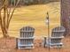 Backyard with two Adirondack chairs overlooking a golf course for relaxing and enjoying nature at 306 Neuse Ridge Dr, Clayton, NC 27527