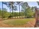 Landscaped backyard overlooking a golf course with beautiful trees and blue skies in the background at 306 Neuse Ridge Dr, Clayton, NC 27527