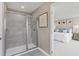 Modern bathroom with a large walk-in shower and tile flooring at 1020 Country Pasture Cv, Wendell, NC 27591