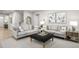 Cozy living room featuring plush sofas, decorative pillows, modern art, and neutral color palette at 1024 Country Pasture Cv, Wendell, NC 27591