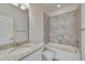 Bathroom with granite countertop and shower/tub combo at 106 Park Manor Ln, Cary, NC 27519