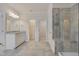 Modern bathroom with double vanity and walk-in shower at 106 Park Manor Ln, Cary, NC 27519