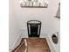 Grand foyer featuring a stylish door, coat hooks, and hardwood floors at 120 Crosby Ln, Sanford, NC 27330