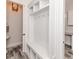 Mudroom features a bench, coat hooks, and cubbies for organizing shoes and bags at 120 Crosby Ln, Sanford, NC 27330