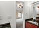 Bathroom with granite vanity and a view into a bedroom at 1673 Snowmass Way, Durham, NC 27713