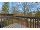 Wooden deck overlooking backyard and neighborhood at 1673 Snowmass Way, Durham, NC 27713