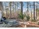 Private backyard patio with seating area and bird bath at 2112 White Pond Ct, Apex, NC 27523