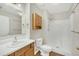 Clean bathroom with shower, vanity, and built-in storage at 3727 Votive Ln, Raleigh, NC 27604
