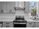 Modern kitchen boasts stainless steel range, new countertops, and gray cabinetry at 835 Sunset Ave, Rocky Mount, NC 27804