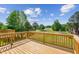 Outdoor deck showcasing serene views of a lush green landscape and golf course, perfect for relaxation at 867 Parc Townes Dr # 3, Wendell, NC 27591