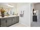 Elegant bathroom with double vanity and a walk-in shower at 871 Parc Townes Dr # 1, Wendell, NC 27591