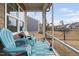Cozy screened porch with blue Adirondack chairs and cheerful decor at 1008 Ashton Oak Ct, Durham, NC 27703