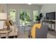 Bright living room with comfy seating, large windows, and sliding glass doors leading to a patio at 1741 Old Fields Blvd, Haw River, NC 27258
