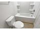 Simple bathroom with a toilet and tub shower combo at 110 Shining Amber Way, Franklinton, NC 27525
