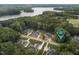 Captivating aerial view of luxury homes, a lake, and lush green forests in a serene neighborhood at 172 Bonica Creek Dr, Garner, NC 27529