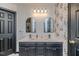 Bathroom with double vanity and dark cabinets at 516 Argyll Dr, Sanford, NC 27332