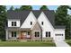 Two-story farmhouse with stone accents, wood front door, and a two-car garage at 1116 Delilia Ln, Wake Forest, NC 27587