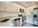 Modern kitchen equipped with stainless steel appliances, granite countertops, and white cabinetry at 2612 Ashe St, Durham, NC 27703