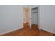 Bedroom with hardwood floors and spacious closet at 5617 Laurel Crest Dr, Durham, NC 27712