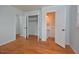 Bedroom with hardwood floors and private half-bath at 5617 Laurel Crest Dr, Durham, NC 27712