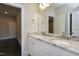 Bathroom boasts double vanity with granite countertop at 5904 Bellona Ln, Raleigh, NC 27612