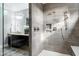 Large walk-in shower with modern tile and glass enclosure at 5904 Bellona Ln, Raleigh, NC 27612