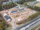 Aerial view of new townhomes under construction with surrounding landscape at 1204 Alston Landing Way # 07, Cary, NC 27519