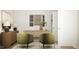 Spacious home office with wood desk, two chairs, and large mirror at 1528 Goldfinch Perch Ln, Knightdale, NC 27545
