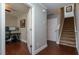 Hardwood floor entryway, office, and staircase at 332 Dove Cottage Ln, Cary, NC 27519