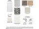 Selection of interior materials including cabinets, backsplash, countertop, hardware, paint, and plumbing at 845 Old Tarboro Rd, Wendell, NC 27591