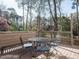 Inviting outdoor deck featuring seating and a tranquil wooded view, perfect for relaxing and entertaining at 505 Annandale Dr, Cary, NC 27511