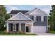 Two-story home with gray siding, two-car garage, and landscaping at 7584 Percussion Dr, Apex, NC 27539