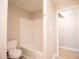 Bathroom with tub, toilet and vinyl flooring at 105 Tracey Creek Ct Ct, Apex, NC 27502