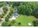 Aerial view of new construction home sitting on large private lot surrounded by mature trees at 20 Tamaran Ct, Spring Hope, NC 27882