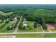 Aerial view of a residential area with large houses, green lawns, and mature trees providing privacy at 20 Tamaran Ct, Spring Hope, NC 27882