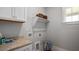 Laundry room featuring granite countertops, ample storage space, and a clean, functional design at 224 Wash Hollow Dr, Wendell, NC 27591