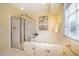 Bathroom with shower, jetted tub and double vanity at 3 Acornridge Ct, Durham, NC 27707
